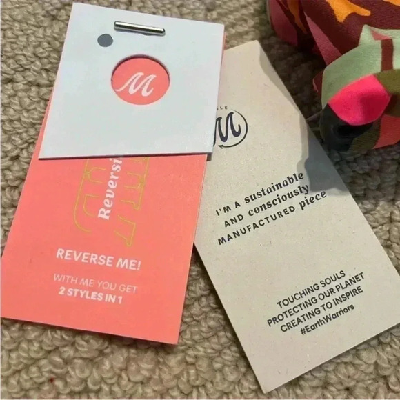 Maaji Halter Reversible High Neck Bikini Top Gaby Floral Stripe NEW Boho Y2K NWT - Picture 6 of 8